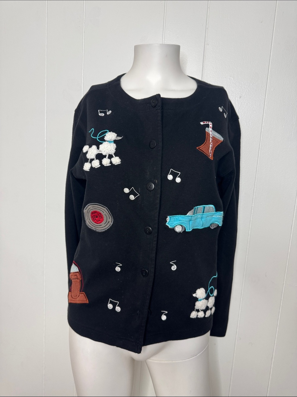 Bechamel poodle diner theme sweatshirt cardigan S
